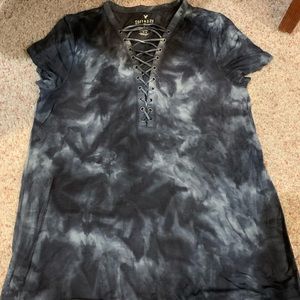 Tie dye lace up shirt